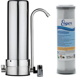 Eiger Countertop Μονό Φίλτρο Νερού Άνω Πάγκου με Ανταλλακτικό Carbon Block & Βρυσάκι 
 Inox