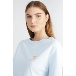 24COLOURS T-shirt with Embroidery Γυναικεία Κοντομάνικη Μπλούζα Cotton Relaxed Fit - Blue 12316b