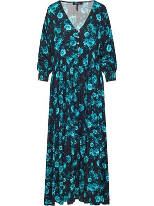 Funky Buddha Maxi Καθημερινό Φόρεμα Μαύρο Πετρόλ FBL011-110-13