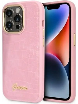 Guess Croco Back Cover Pink (iPhone 14 Pro)
