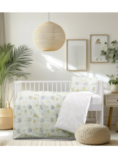 Σετ Παπλωματοθήκη Κούνιας 110x145 Kocoon Flopsy Βεραμάν-Λευκό