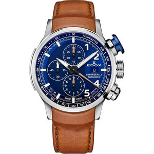 Edox Chronorally Ανδρικό Ρολόι Χρονογράφος Αυτόματο με Καφέ Δερμάτινο Λουράκι 01129-TBUCBR-BUBR