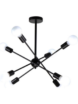 Home Lighting KQ 2629/8 Κρεμαστό Φωτιστικό Οροφής Πολύφωτο E27 Μαύρο 77-8092