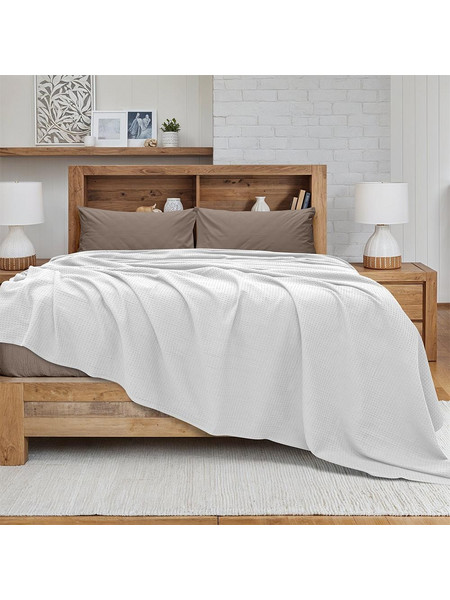 Lino Cocoon Κουβέρτα Πικέ Μονή 170x240cm Λευκό 1300002001 ref10295620