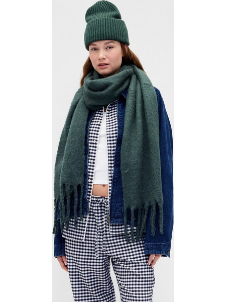 Brushed Fringe Κασκόλ Deep hunter green