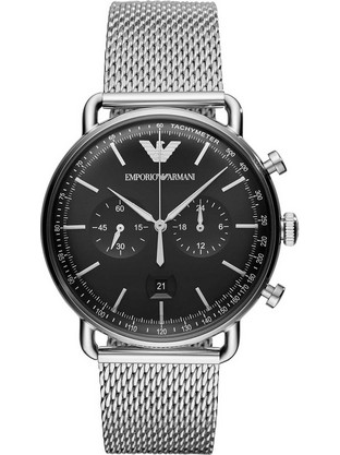 Emporio Armani Ανδρικό Ρολόι Χρονογράφος με Ασημί Μεταλλικό Μπρασελέ AR11104
