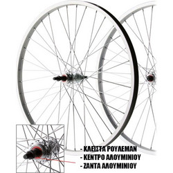 ΤΡΟΧΟΣ ΠΙΣΩ ALU TKX 24"1.75 36h 7s παξιμάδι με κλειστά ρουλεμάν silver