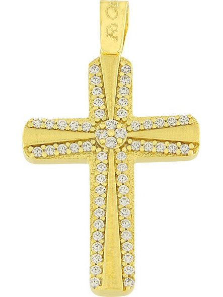 Σταυρός Βάπτισης FaCad'oro Ασήμι 925 με Ζιργκόν (P-83703)