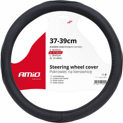 AMiO Κάλυμμα Τιμονιού Αυτοκινήτου SWC-09-M Steering Wheel Cover 37-39cm - Μαύρο (01365)