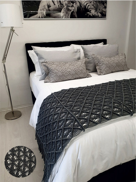 KOMVOS HOME Runner Macrame 100% Βαμβάκι Grey - Υπέρδιπλο 60x230 5201847012330-2