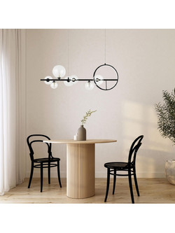 PENDANT LED LIGHT 14W + 7XG9 METAL-GLASS BLACK - Zambelis 22063