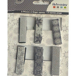 Ξύλινα μανταλάκια Artemio Christmas σετ 6τεμαχία 4.5cm