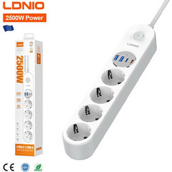 Ldnio SE-1C Πολύπριζο Ασφαλείας 4 Θέσεων με Διακόπτη, 2 θέσεις USB, 2 θέσεις Type-C και Καλώδιο 2m Λευκό
