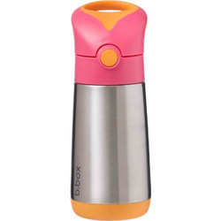 B.Box Strawberry Παιδικό Μπουκάλι Ανοξείδωτο BPA Free με Καλαμάκι Ασημί 350ml