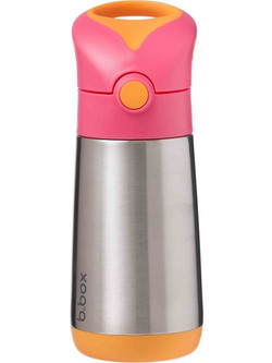 B.Box Strawberry Παιδικό Μπουκάλι Ανοξείδωτο BPA Free με Καλαμάκι Ασημί 350ml