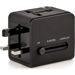 Travel Adapter Techsuit PD20W, QC, USB, TYPE C, EU, UK, AUS, US Black