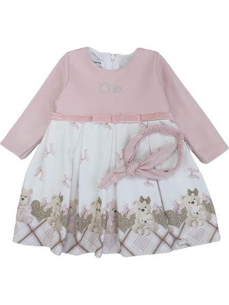Φόρεμα Μακρυμάνικο με Κορδέλα Chic Pink 8010365