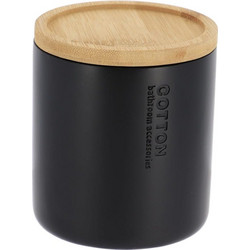 Δοχείο polyresin μαύρο με καπάκι bamboo - Plastona