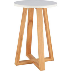 Σκαμπώ ξύλινο λευκό bamboo 30Χ43 - Plastona