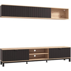 Κέντρο Ψυχαγωγίας/Σύνθεση Monaco Artisan Oak/Μαύρο Ματ 218X40X200Εκ Fylliana
