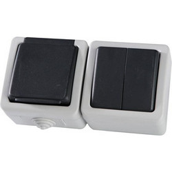 Eurolamp Διακόπτης K/R A/R+Πρίζα Σούκο Γκρι 3840W IP54 Eurolamp - 147-16216