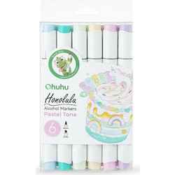 Ohuhu Honolulu Pastel Μαρκαδόροι Ζωγραφικής Σετ 6 Χρώματα