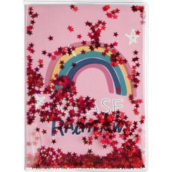 Μπλοκ Σημειώσεων A6 Ροζ Rainbow με Κομφετί Αστέρια - 60Φ