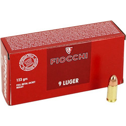 FIOCCHI 9MM LUGER 123 GRAIN FMJ