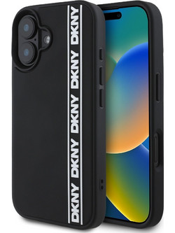 DKNY 3D Rubber Repeat Logo Line Back Cover Black (iPhone 16)
