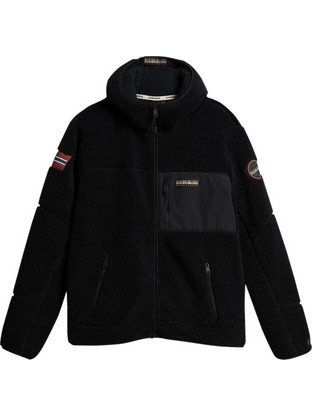 Napapijri Yupik Ανδρική Ζακέτα Fleece με Κουκούλα και Φερμουάρ Μαύρη NA4GNS-041