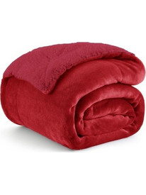 1+1 Δώρο Κουβέρτα Υπέρδιπλη Flannel Sherpa 220x240 Bordo KP107