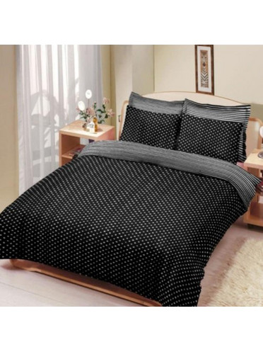 Marwa Σετ Σεντόνια Μονά Βαμβακερά 160x250 Πουά-Ριγέ Μαύρο 711602290