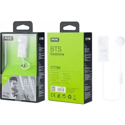 MTK CT789 BTS Ακουστικό Bluetooth In Ear Πέτου White