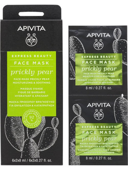 Apivita Express Beauty Moisturizing & Soothing Prickly Pear Κρεμώδης Μάσκα Προσώπου για Ενυδάτωση & Καταπράυνση με Μέλι 2x8ml