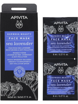 Apivita Sea Lavender Anti-Pollution Κρεμώδης Μάσκα Προσώπου για Ενυδάτωση 2x8ml