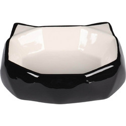 FEEDING AND DRINKING BOWL CAT KUBO CERAMIC BLACK-WHITE 180ML 16x12x5CM