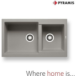 Pyramis Pyragranite Alazia Ένθετος Νεροχύτης Γρανίτη Αντιστρεφόμενος Ματ Industrial Grey 86x50cm 070106711