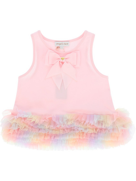 ANGELS FACE RENATA RAINBOW TULLE TRIM TOP PALE PINK