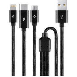 ttec AlumiCable Trio Charge/Data Cable Type-C Lightning Micro USB 100cm Black (2DK39S) (TTEC2DK39S)