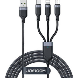 Καλώδιο Σύνδεσης USB 2.0 Joyroom S-1T3018A18 3 σε 1 Braided USB A σε Micro USB & USB C & Lightning 10W 0.30m Μαύρο N69488