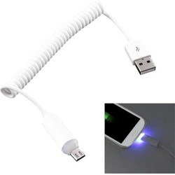 Καλώδιο Micro USB σε USB 2.0 1m με LED - Φόρτιση/Συγχρονισμός Δεδομένων (Λευκό) (OEM)