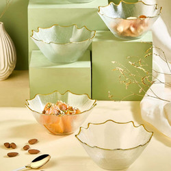 Μπωλ Σερβιρίσματος Bloom (Σετ 6Τμχ) 337GLZ1193 15cm Clear-Gold Hermia Γυαλί