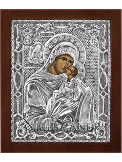 Παναγία Γλυκοφιλούσα Ασημένια Εικόνα 18x15cm