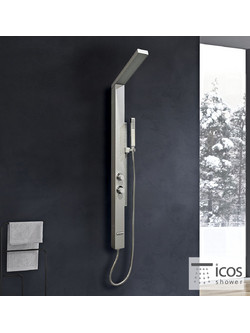 Στήλη Ντους υδρομασάζ Icos Shower Fina Σατινέ Αλουμίνιο