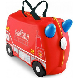 Trunki Frank The Fire Truck Παιδική Βαλίτσα Καμπίνας 31x46x20.5cm με 4 Ρόδες Κόκκινη