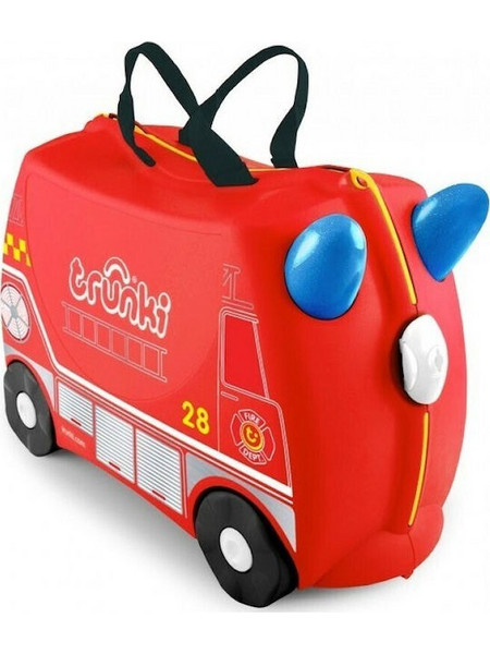 Trunki Frank The Fire Truck Παιδική Βαλίτσα Καμπίνας 31x46x20.5cm με 4 Ρόδες Κόκκινη