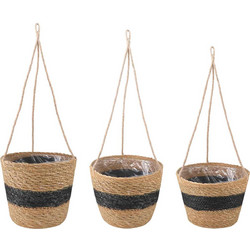 vidaXL Σετ Κρεμαστά Κασπώ Φυσικό Μαύρο 26x19cm 3τμχ 42012251