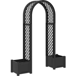 vidaXL Αψίδα Ρόδου με Γλάστρα Ανθρακί 168,5 x 43 x 207 εκ PP
