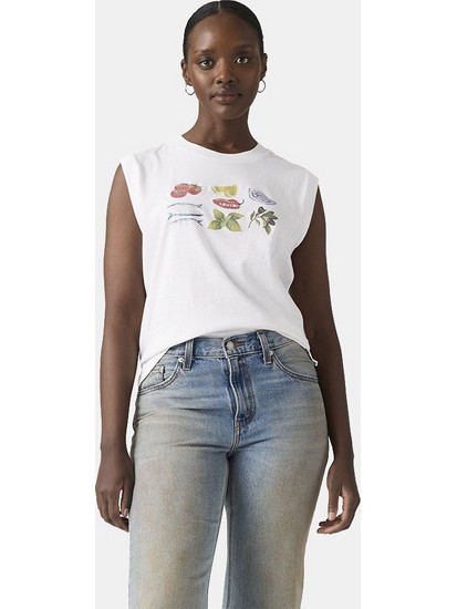 Levi's Graphic Boxy Γυναικεία Αμάνικη Μπλούζα 001MW-0019 TANK FRUIT GRID BRIGHT WHITE