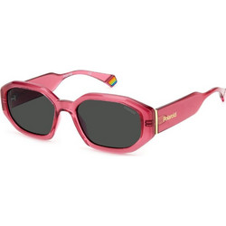 Polaroid Eyewear PLD6189S 205345 Γυναικεία Γυαλιά Ηλίου Ορθογώνια Κοκάλινα Ροζ με Μαύρο Polarized Φακό